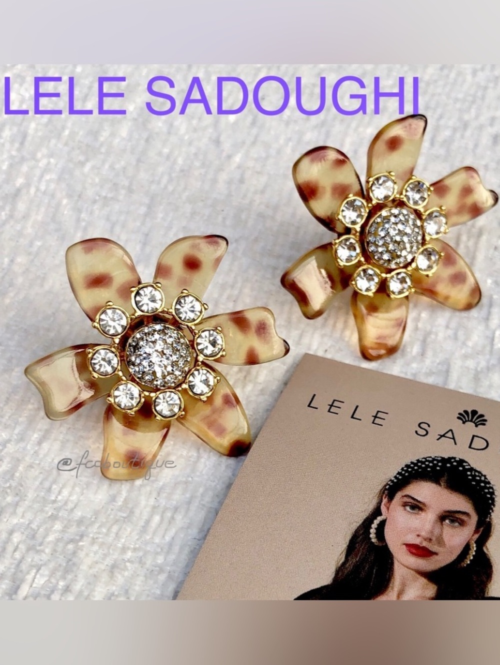 LELE SADOUGHI Flower Bulb Button Stud earrings leopard